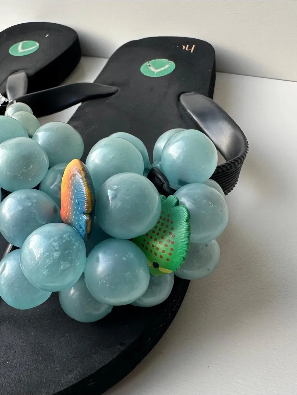 Hotflop Blue Bubble Grapes Flip Flops Starfish Tropical Fish Beach Sandals Sz 11